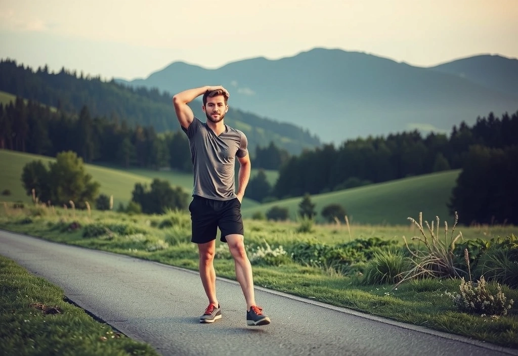 Active lifestyle with healthy man exercising outdoors